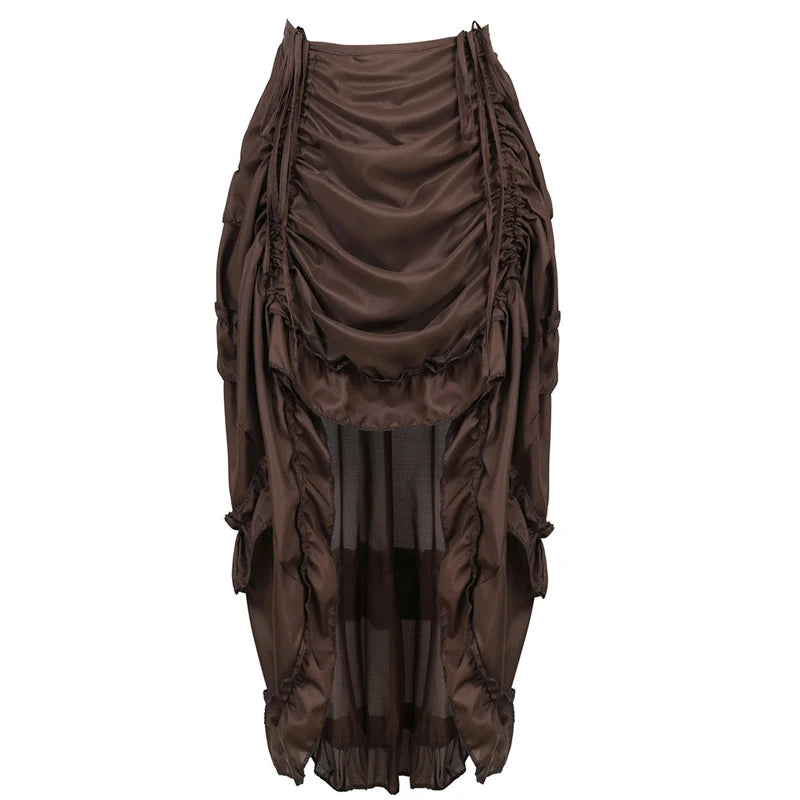Steampunk Women Skirts Gothic Irregular Shirring Pleated Party Maxi Long Skirt High Low Costumes Punk Sexy Corset Plus Size Red - Matrix-studios.com