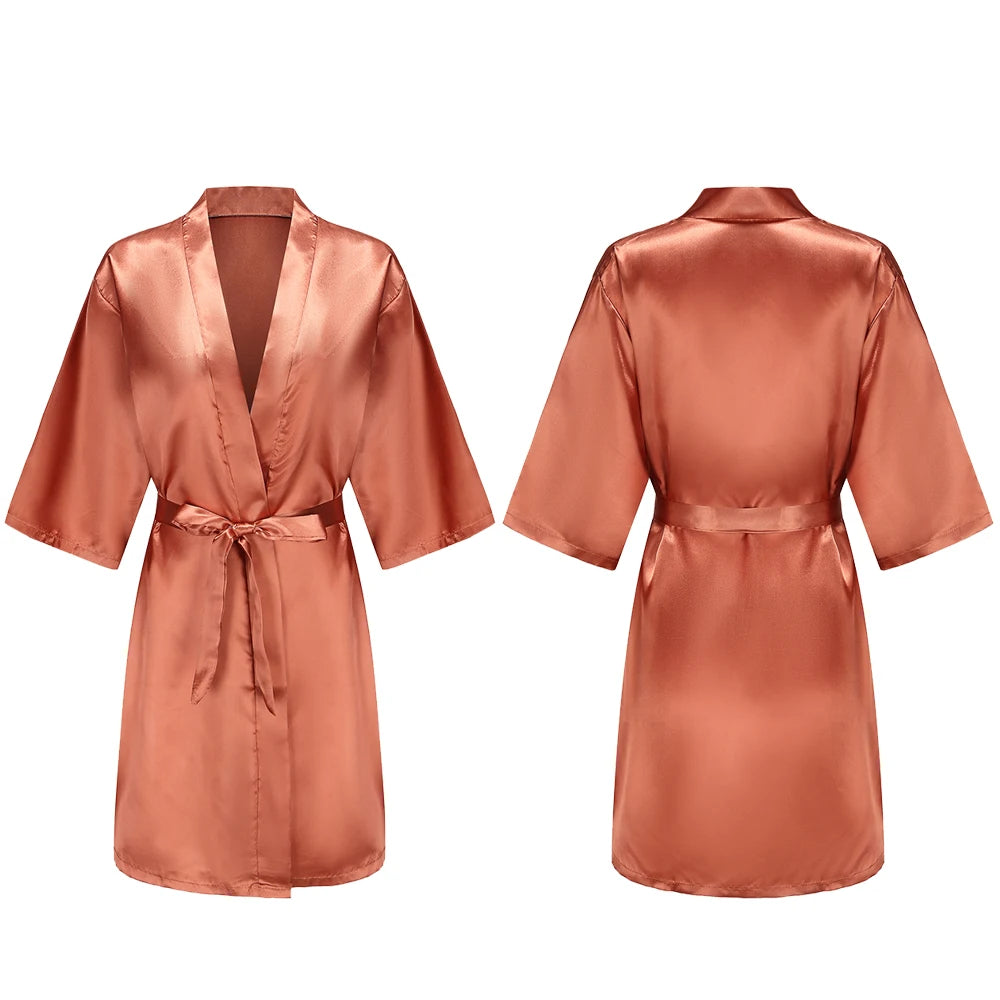 Women's Pure Short Silky Robes Bridesmaid Bride Party Satin Robes Sleepwear