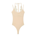 Women's Bodysuit 2026 New Fashion Summer Black Spliced Lace Bodysuit for Women Elegant Chic Personality Spaghetti Strap Bodysuit - Matrix Studios