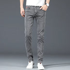 2024 New Men's Cotton Business Casual Skinny Jeans Trendy Fashionable Stretch Straight Slim Denim Trousers Male Blue Grey - Matrix Studios