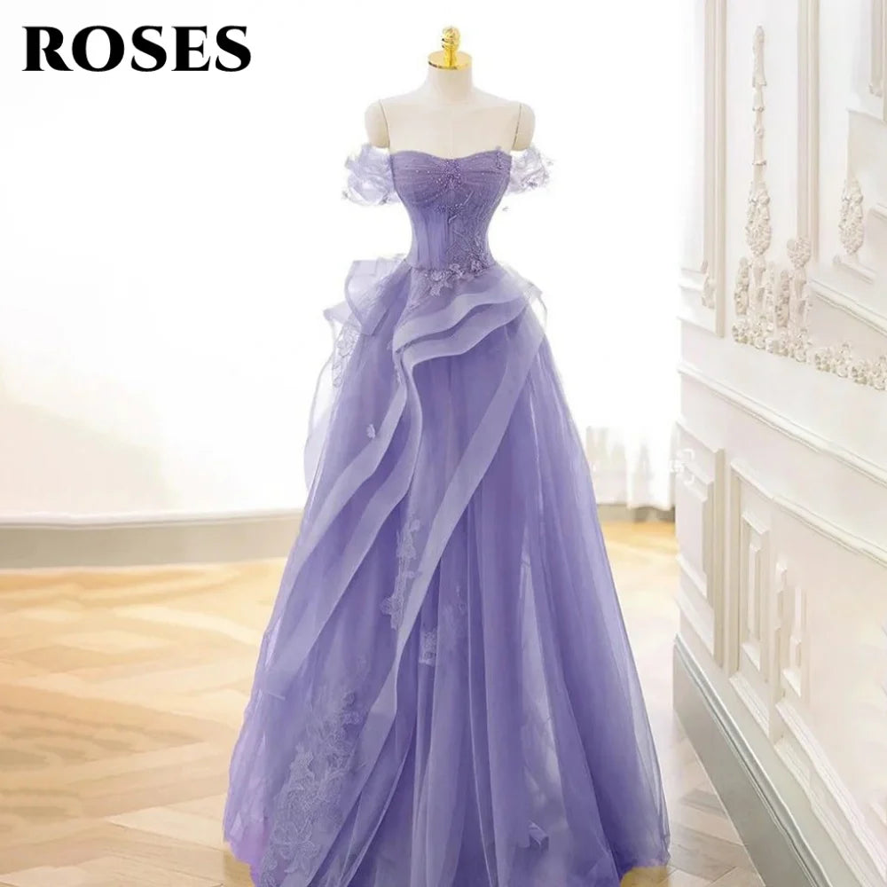 ROSES Sage Green Prom Dress Appliques Tulle Celebrity Dresses Tiered Pleat Women's Evening Dress Sweetheart Formal Gown 프롬 드 - Matrix-studios.com