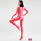 2023 AMORESY Women's Catsuit Playsuits Wetlook Shiny Glossy Tights Zipper Leotards Fullbody Overall Zentai Jumpsuits - Matrix Studios