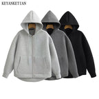 KEYANKETIAN Winter New Women's Zipper Hoodie High Street Unisex style Double Pockets Oversize Loose Sweatshirts Outerwear Top - Matrix Studios