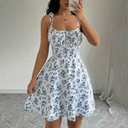 Women's Summer Floral Spaghetti Strap Beach Short Dress,Womens Dresses,Woman Clothing,Woman Clothes,Sundress,New in Dress 2025 - Matrix-studios.com