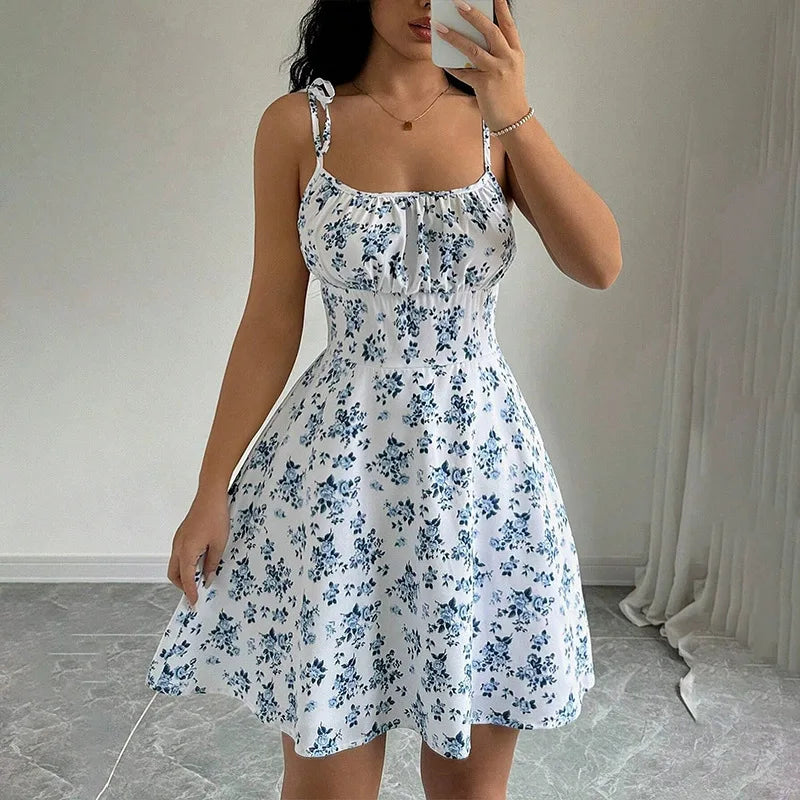 Women's Summer Floral Spaghetti Strap Beach Short Dress,Womens Dresses,Woman Clothing,Woman Clothes,Sundress,New in Dress 2025 - Matrix-studios.com