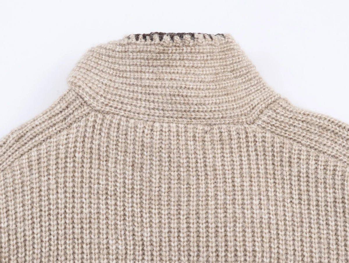 2025 Winter New Sweet and Fashionable Stand up Collar Long Sleeve Bow Decoration Knitted Sweater for Women - Matrix Studios