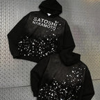 SATOSHI Hoodies Pullover 26ss Vintage Embroidery Leather Pattern Glittering Diamond Print Men's Hooded Hip Hop Style Sweatshirts - Matrix-studios.com
