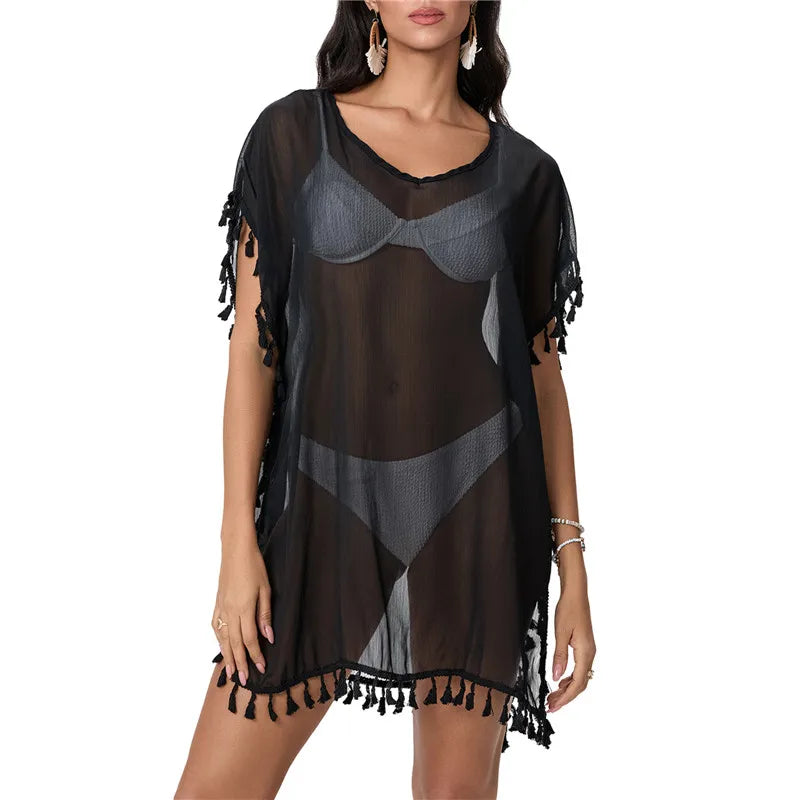 Women Beach Cover Up Lace Hollow Crochet Swimsuit Beach Dress Women 2025 Summer Cover-Ups Bathing Suit Ladies Beach Wear Tunic - Matrix Studios