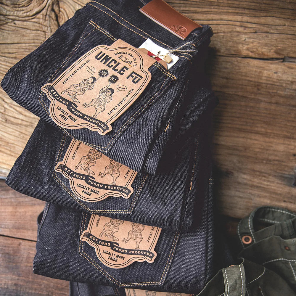 Maden Retro 11.6oz Selvedge Raw Denim Jeans Tapered Regular Fit Cotton Jeans with Zipper Fly High Quality Versatile Men's Pants - Matrix Studios