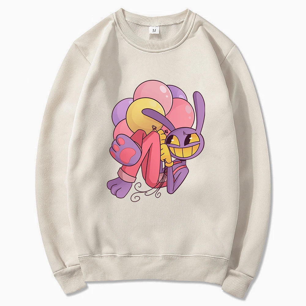 Digital Circus Jax Hoodie Fashion Women Aesthetic Graphic Kawaii Rabbit Hug Balloons Hoodies Unisex Cartoon Pullover Sweatshirts - Matrix Studios