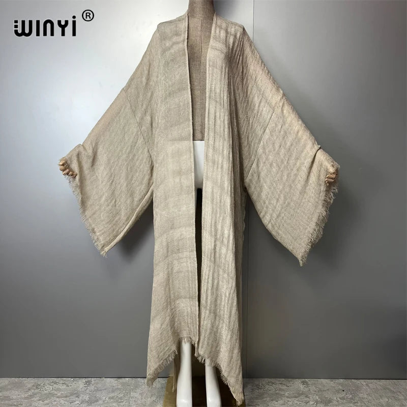 WINYI bohemian kimono kaftan beachwear Cardigan sexy  evening dress abaya dubai luxury cover-ups beach outfits women maxi dress - Matrix Studios
