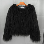 Colorful Warm Faux Women Fur Coat Loose Black White Pink Plush Coat Female Jacket Fur Autumn Winter Shaggy Outerwear - Matrix Studios