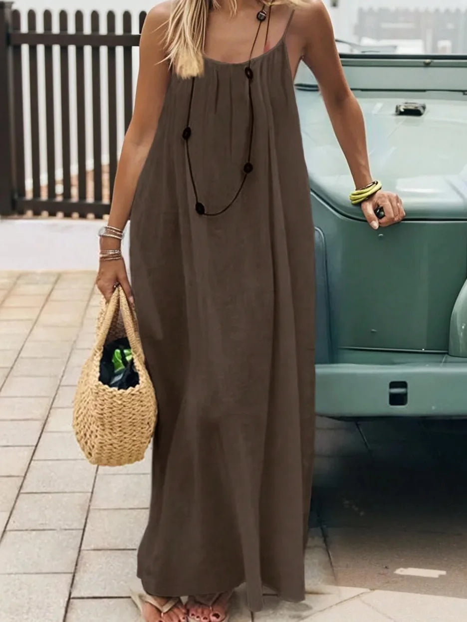 New Arrival Women's Strapless Backless Long Loose Home Dress Comfortable Sleepwear Casual Maxi Dress - Matrix-studios.com