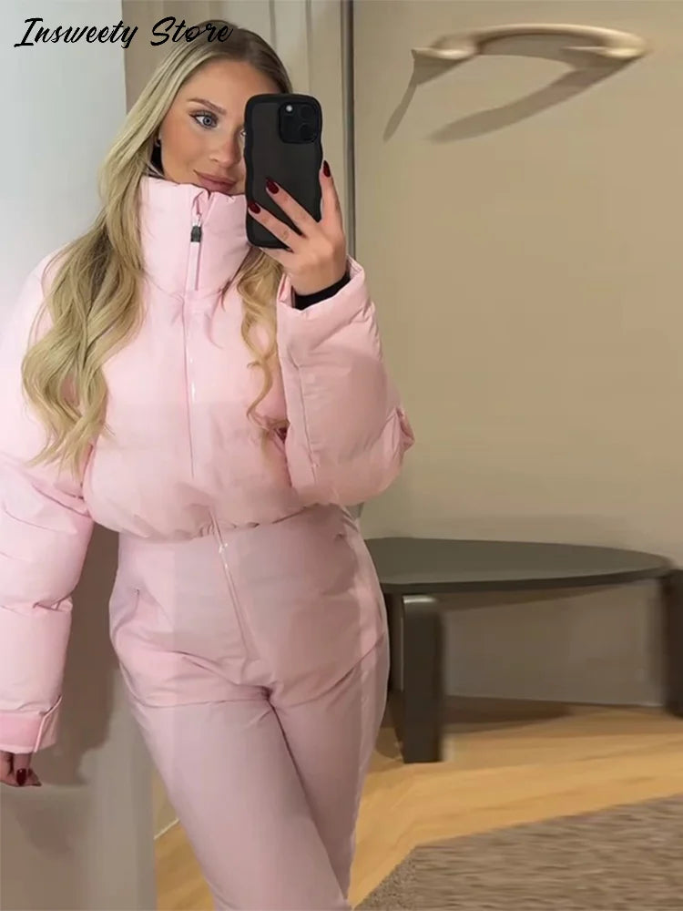 Fashion Turtleneck Ski Jumpsuit Women's Windproof Long Sleeve Thermal Zippers Onesie 2025 Autumn Winter Lady All-in-One Snowsuit - Matrix Studios