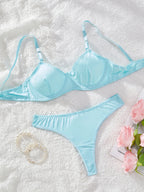 Ladies Smooth Comfortable Thin Underwear Women Sexy Nightwear Inner Solid Color Sleep Underwear Bra Set - Matrix-studios.com