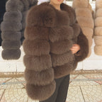 QUEENTINA 50cm Real Fox Fur Coat Women'S New Fashion Winter Furry 2025 Leather And Skin White Clothing Natural New & Jackets - Matrix Studios