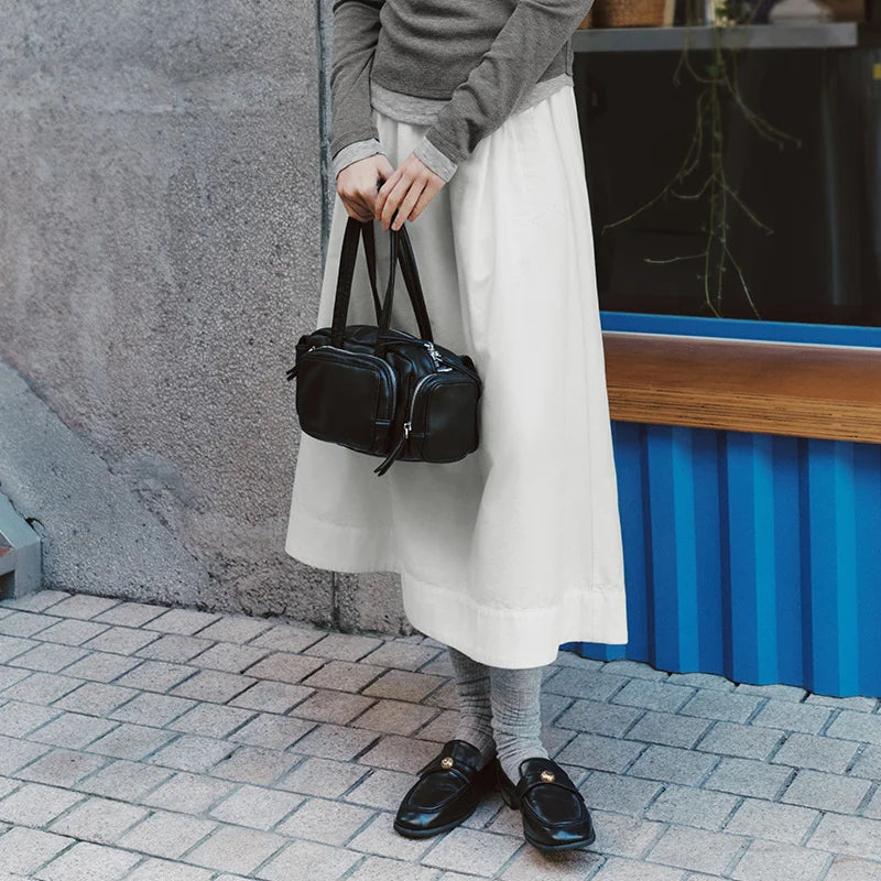 Semir Skirt Women 2025 New Spring Elastic Waist Solid Color Versatile Spring New Version Hip-covering A-line Umbrella Skirt - Matrix-studios.com