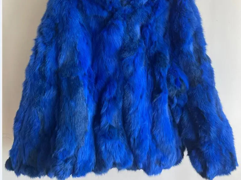 2023 New Women Real Rabbit Fur Mandarin Collar Coat Natural Pure Genuine Whole Skin Fur Jacket Full Pelt Fur Customize WSR61 - Matrix Studios