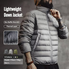 Maden Winter Men's Stand-up Collar Down Jacket Lightweight Hydrophobic White Duck Down Filling Coat Warm Inner Layer for Fall - Matrix Studios