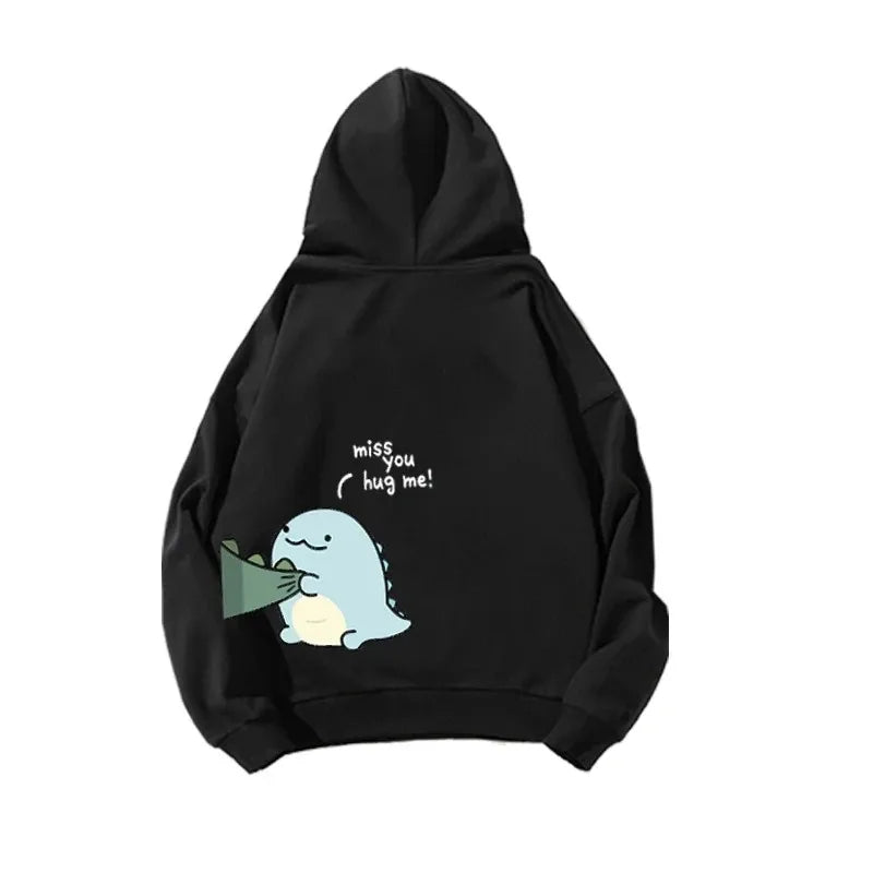 Autumn And Winter Cute Rock Dinosaur Fashion Print Men's Casual Harajuku Y2k Cartoon Couple Hoodie As a Gift for Couples - Matrix Studios