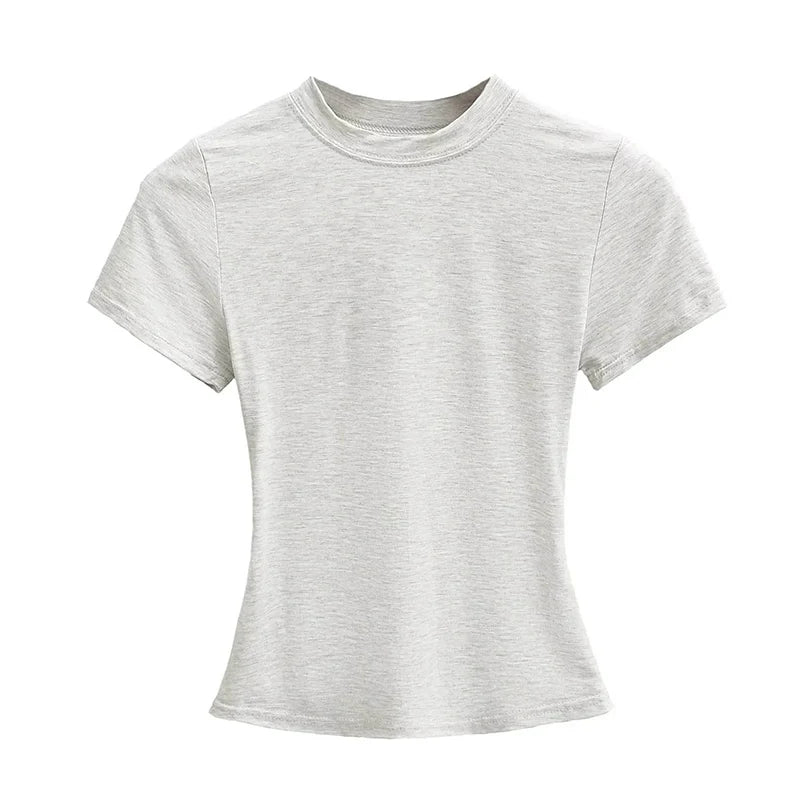 2025 New High Quality Casual T shirt Sexy Slim Short Sleeves Fashion Trend Solid Women Clothing y2k Tops - Matrix-studios.com