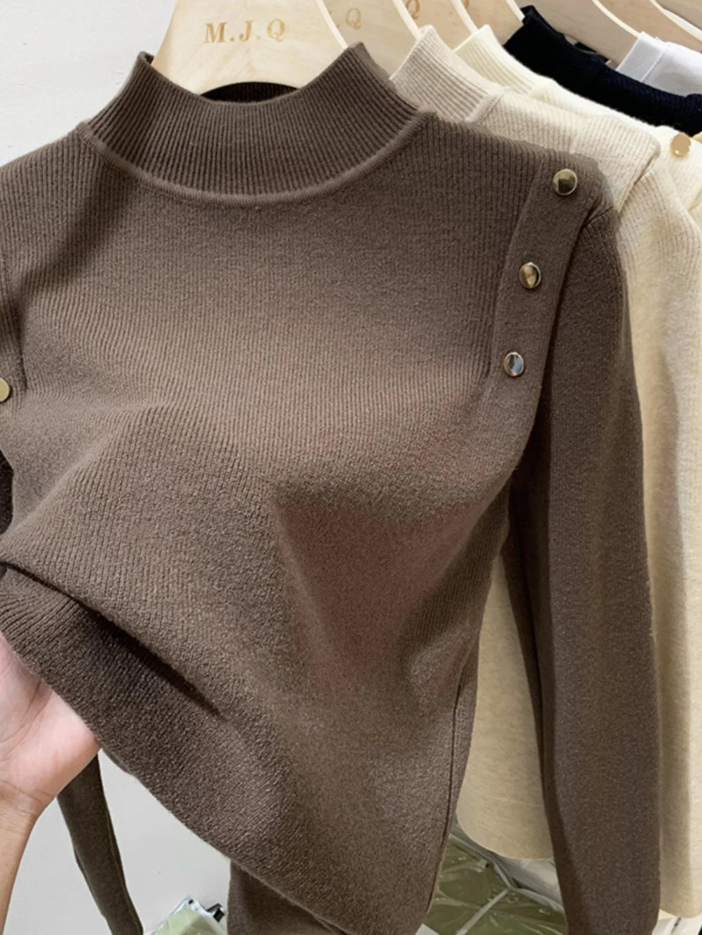 AOSSVIAO 2026 Button Turtleneck Knitted Women Sweater Pullovers Autumn Winter Basic Women Sweaters Fit Soft Warm Tops - Matrix Studios