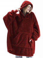 New Winter Women Double-faced Fleece Hoodie Blanket Oversize Large Pocket Warm Couple Loose Sweatshirts Women And Men Robe - Matrix Studios