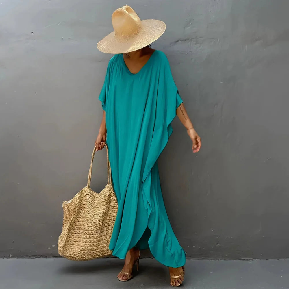 Plus Size Womens Caftan Plus Size Kaftans Casual V Neck Caftans Long Soft Beach Maxi Dress for Summer - Matrix Studios