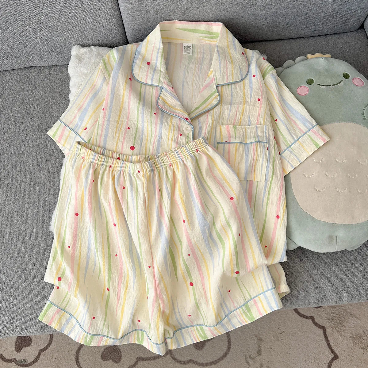 Summer 2026 New Short-Sleeved Shorts Pajamas Women's Cartoon Cute Girl Cardigan Set Ladies Sleepwear Breathable Homewear - Matrix-studios.com