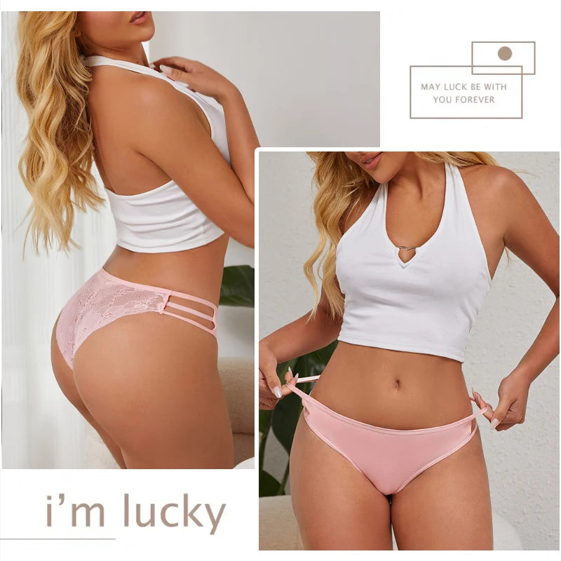 3PC/Set Women's Sexy Floral Lace Panties Low Rise Hollow Out Briefs Transparent Underwear Female Elastic Straps Soft Lingerie - Matrix Studios