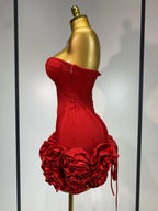 Women Sexy Strapless Backless Flower Embellished Mini Bandage Dress Bodycon Celebrity Party Cocktail Evening Party Club Dresses - Matrix-studios.com