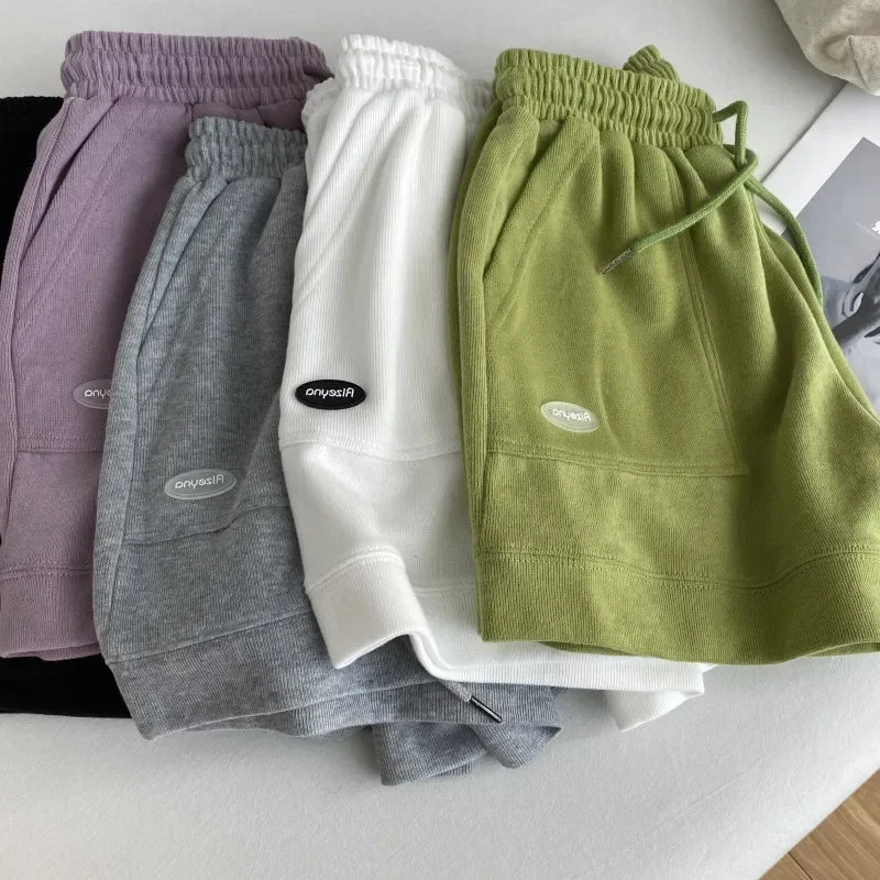 2026 Women's Comfortable Loose Wide-legged Drawstring A Pants Slim Waist Slim Fit Casual Home Versatile Sports Shorts New - Matrix Studios
