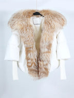 Loose Natural Real Fox Fur Collar Coat Thick New European Fashion White Duck Down Jacket Winter Women Warm Luxury Outerwear - Matrix Studios