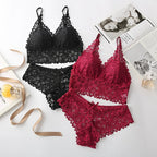 Sexy Lace Women Underwear Set Seamless Wire Free Bra Sets Hollow Out Bra and Panty Sets For Women Embroidery Intimates Lingerie - Matrix-studios.com