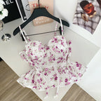 Sexy Slim  Corset ruffle print Chic Korean Camis Tank Top Basic Fashion Off Shoulder Summer Women Clothing - Matrix-studios.com