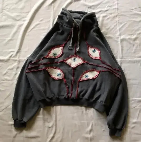 New TOROM Black Applique embroidery Personality Trend Zip Up Hooded Jackets Couple Hip-Hop Streetwear Classic Sweatshirt Men Ins