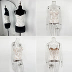 Tuularose Summer Women's Camisole Fashion Print Lace Patchwork Sleeveless Lace-up Tops New Party Hot Girl Streetwear Female Tops - Matrix-studios.com