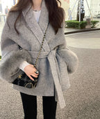 High End Double-sided Wool Strapping Real Wool Fur Coat Women's Removable Cuffs Fox Fur Temperament Cashmere Short Jacket - Matrix Studios