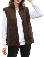 TACVASEN Polar Fleece Vests Women Fall Winter Lightweight Stand Collar Waistcoats Warm Soft 4 Pockets Sleeveless Outwear Jackets - Matrix Studios
