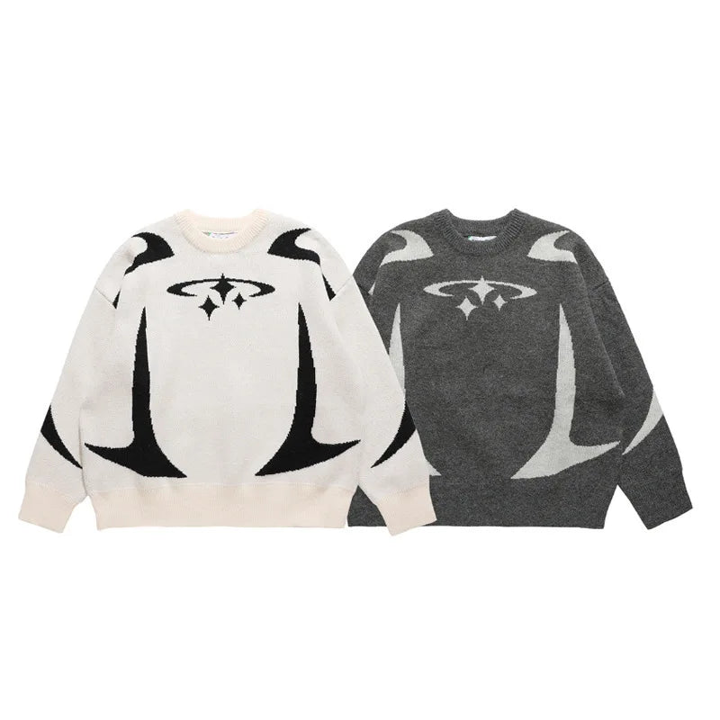 Autumn Winter Women Retro Pullover Sweater Fashion Long Sleeve Star Pattern Y2K Sweater Lady Casual Harajuku Knit Sweater Unisex - Matrix Studios