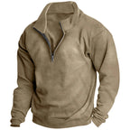Autumn and winter new men's fleece sweatshirt stand-up collar half zipper long sleeve cross-border European trend men's top - Matrix Studios