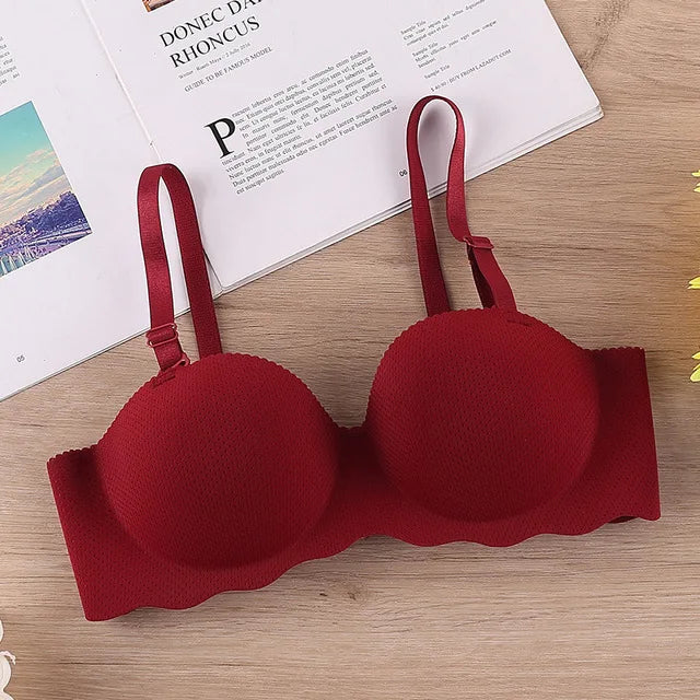 Thin One-piece Seamless Women's Bra Detachable Shoulder Straps Gathered Bralette Comfortable Without Steel Ring Sleep Brassiere - Matrix Studios