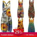 Wide Leg Bohemian Loose Overall Jumpsuit Ethnic Mandala Vintage Paisley Printing Women Rompers Backless Harem Bloomers Playsuit - Matrix Studios