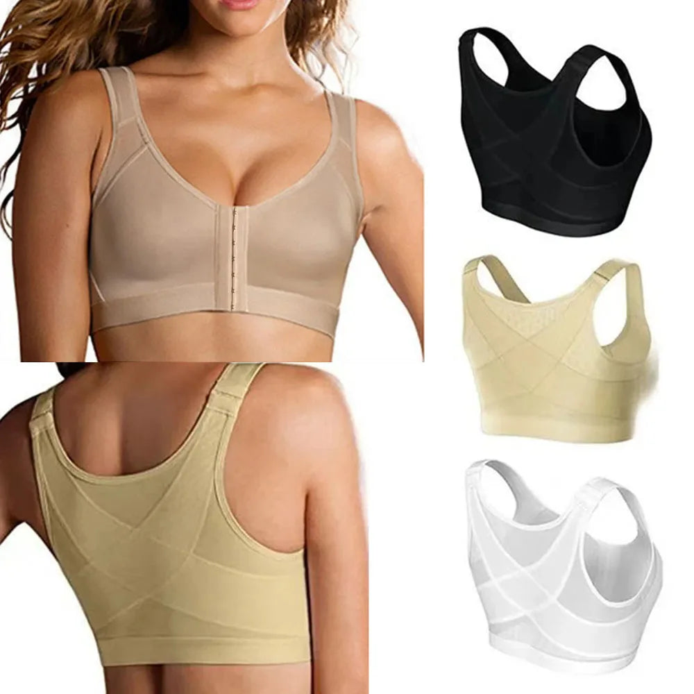 Vest Bras S-5XL Front Closure Posture Corrector Lift Up Bra Women Push Up Cross Back Underwear Shockproof Sports Support Fitness - Matrix Studios