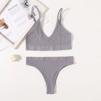 Women Seamless Bra Set Push Up Bras V-neck Tops High Rise Briefs Seamless Underwear Wire Free Brassiere Sexy Lingerie Set - Matrix-studios.com