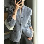 Autumn Winter New Thickened  Cardigan Women Stand Neck Sweater Sweater Loose Knit Base Sweater Jacket - Matrix Studios
