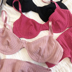 Summer 6 Color Women Underwear Sexy French Bralette Push Up Bra Set Ultra Thin Thread Fabric Breathable Lingerie With Thong Sets - Matrix-studios.com