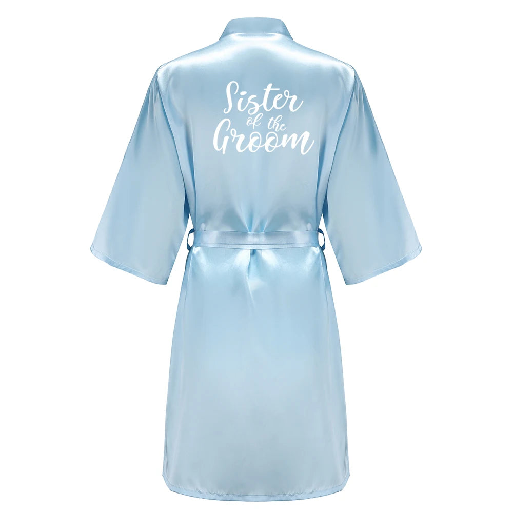 Blue Women Bathrobe White Letter Bride Bridesmaid Mother Maid of Honor Get Ready Bridal Party Robes Gifts Dressing Gown - Matrix-studios.com