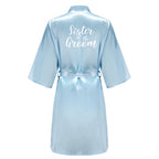 Blue Women Bathrobe White Letter Bride Bridesmaid Mother Maid of Honor Get Ready Bridal Party Robes Gifts Dressing Gown - Matrix-studios.com