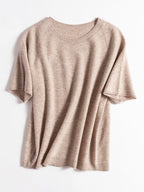 SuyaDream, 100%Merino Wool Pullovers for Woman, Round Neck, Short Sleeved Sweaters, 2025 Fall Winter Soft Warm Top, Pink, Olive - Matrix Studios